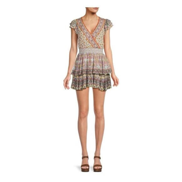 Alice + Olivia Women's Short sleeve Mariska Mixed Print Skort Romper size 2 - Picture 1 of 13